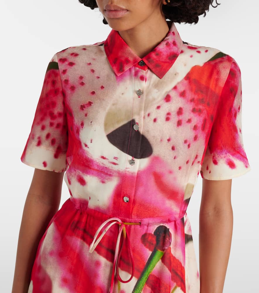 Printed silk and cotton shirt dress