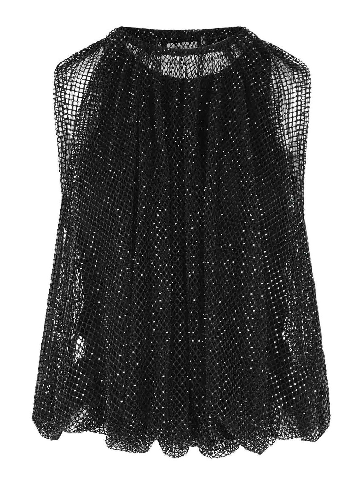 'Knot' Mesh Top With Black Crystals