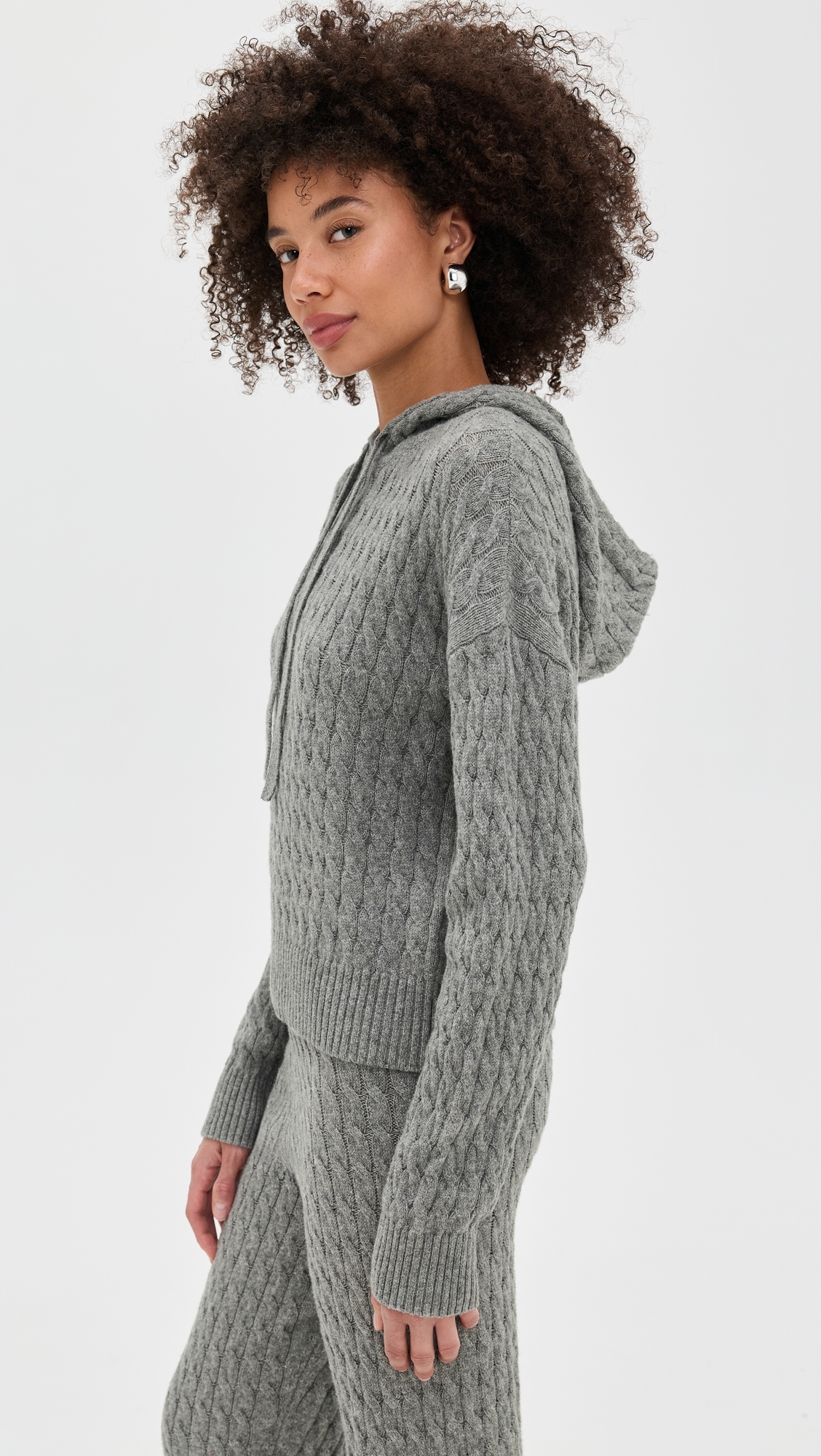 Cable Knit Hoodie Ivory