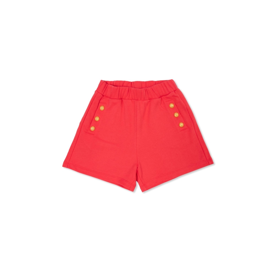 Girls Embossed-Buttons Cotton Shorts