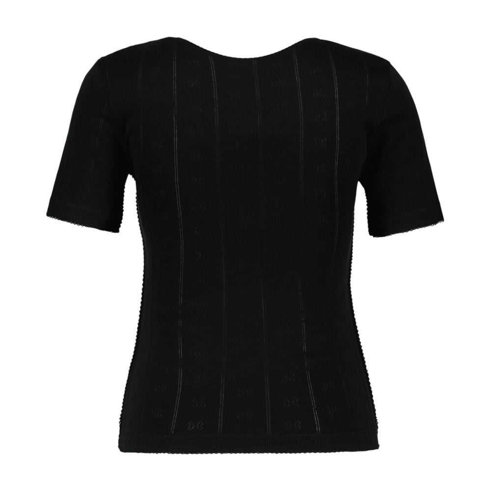 Compact Pointelle Rib T-Shirt — Black
