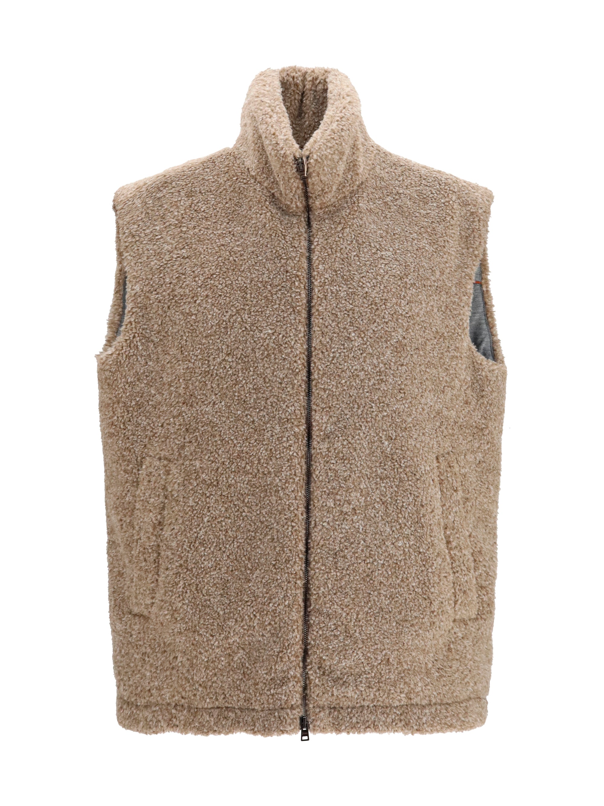 Quilted Polyester Vest — Beige