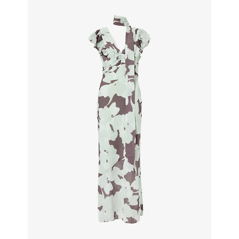 Womens Andi Ruffle Crepe Maxi Dress