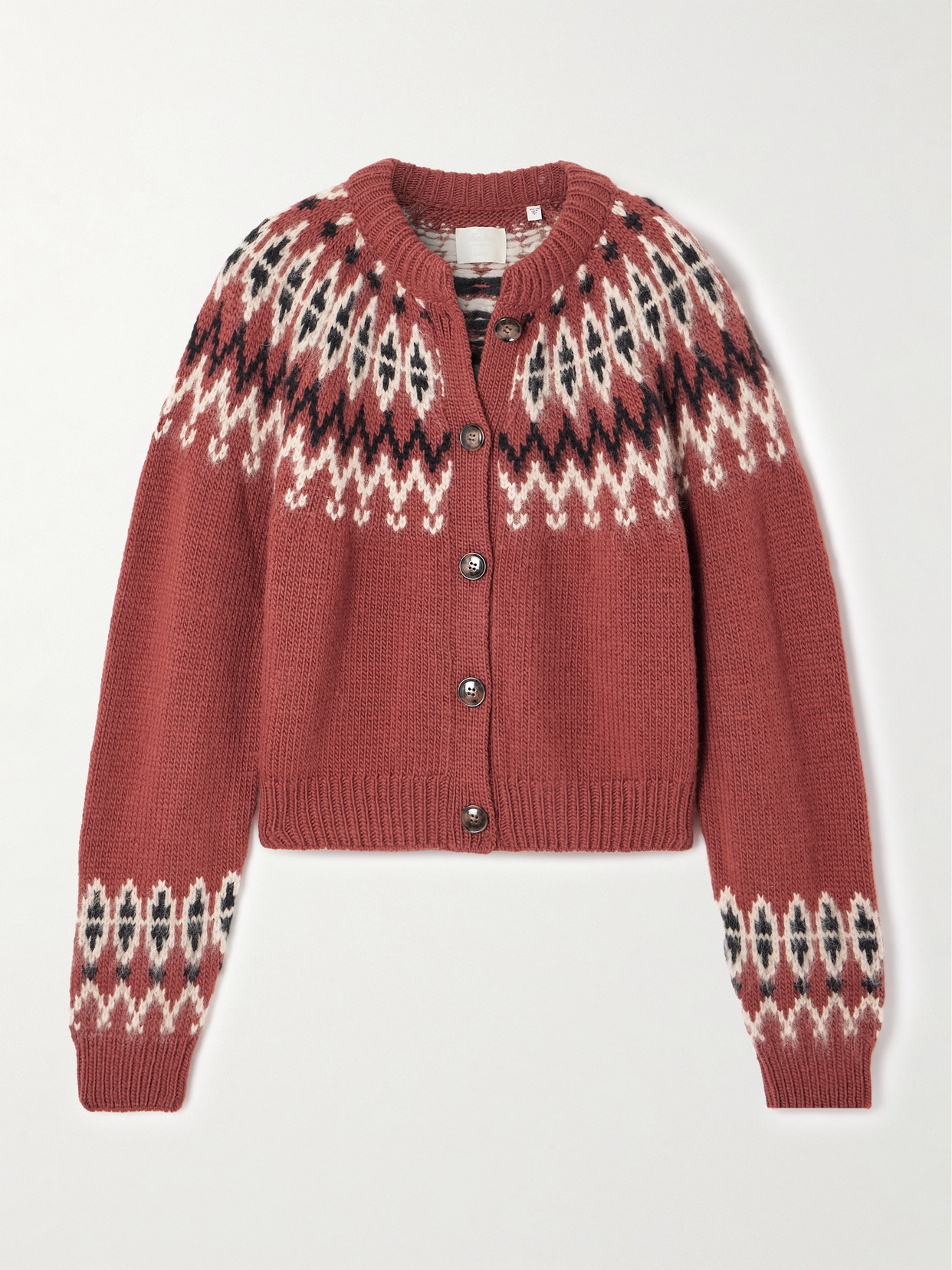 Clarke Fair Isle Wool-blend Cardigan - Burgundy