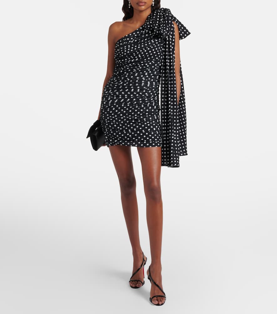 Polka-dot one-shoulder minidress