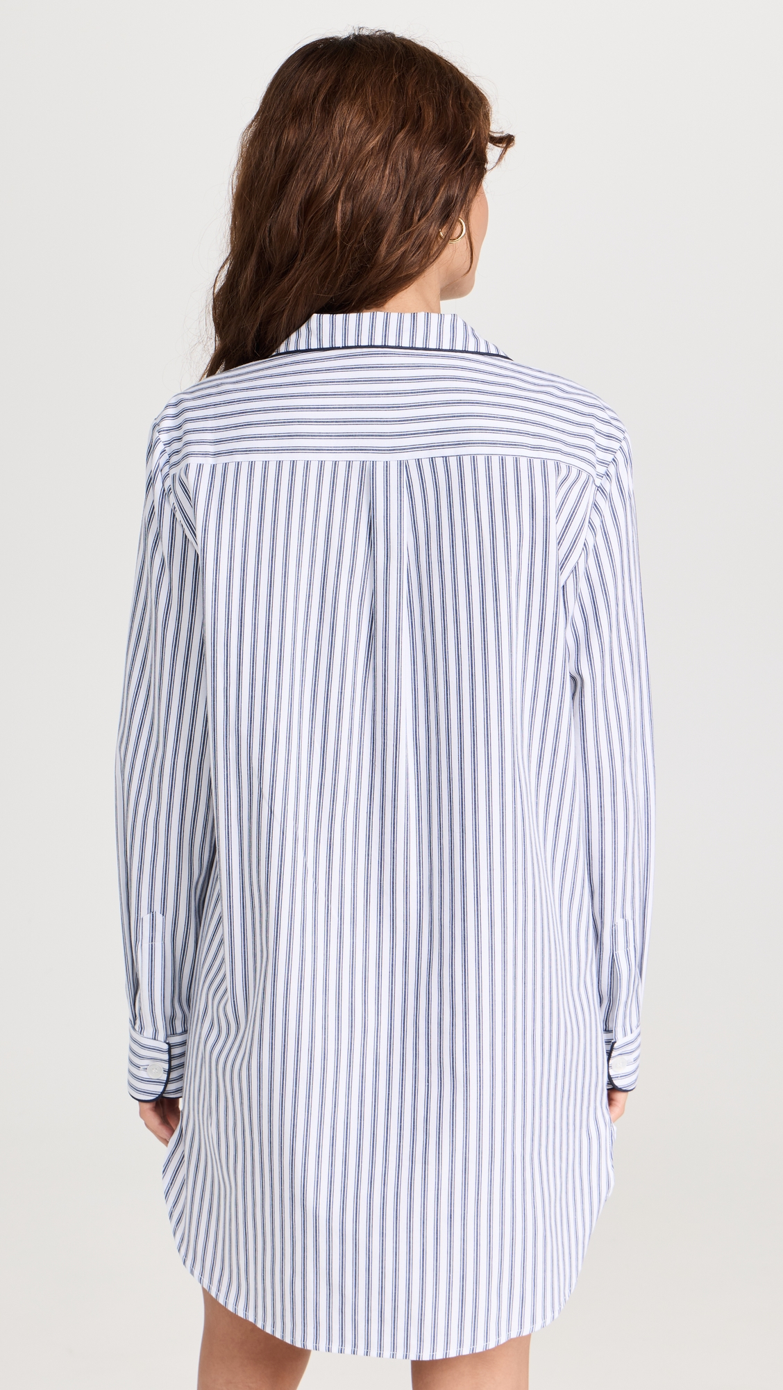 Navy French Ticking Nightshirt White Navy