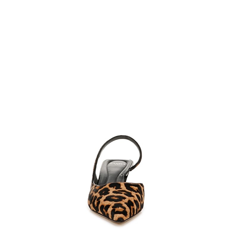 Women's Devin Slingback Pump Shoes (Camel Brown Leopard Print)