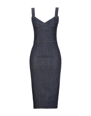 Dolce & gabbana Woman Midi dress Blue Size 0 Cotton, Polyamide, Elastane, Elastomultiester