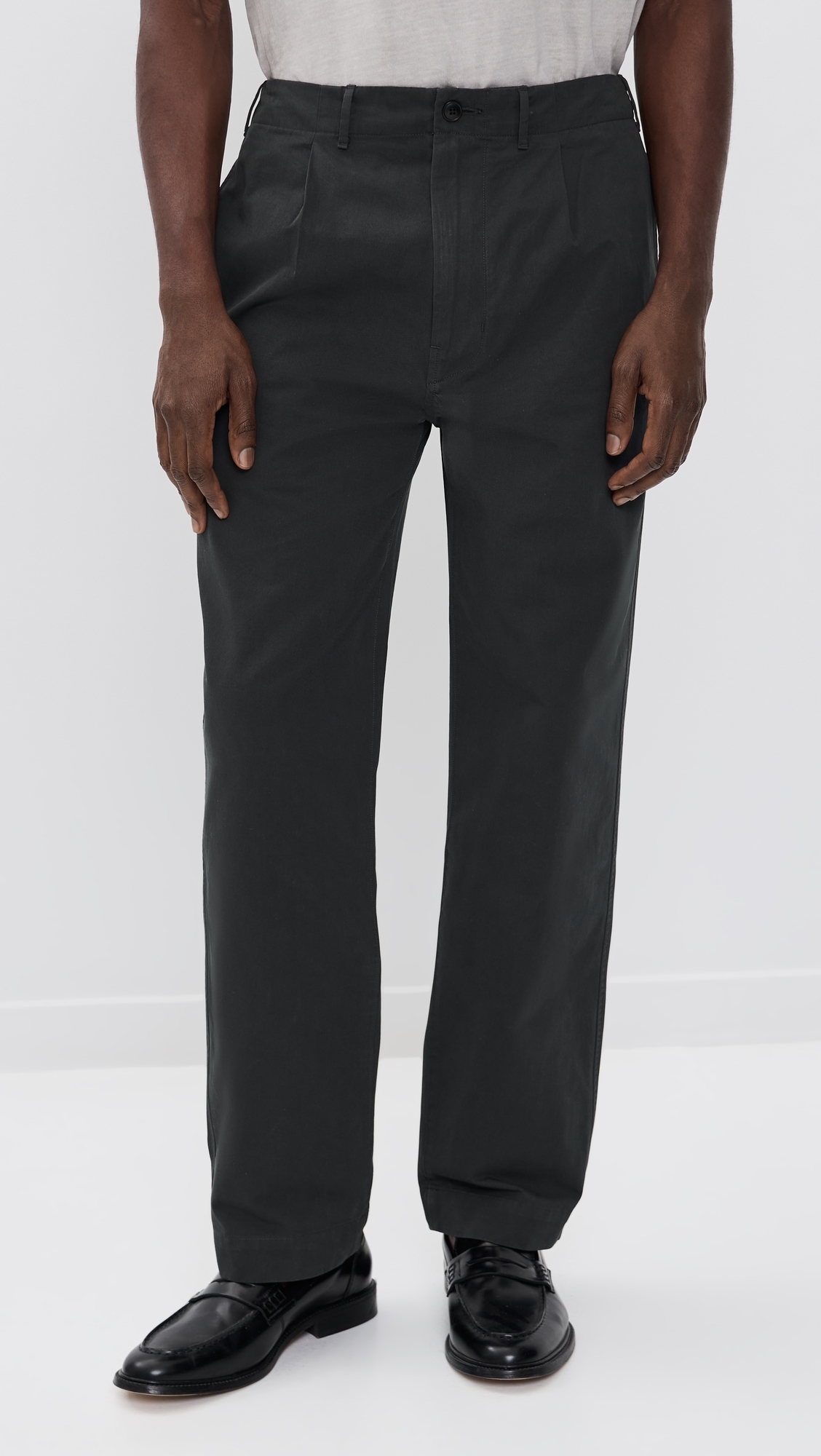 Cotton Twill Single Pleat Pants Pepper