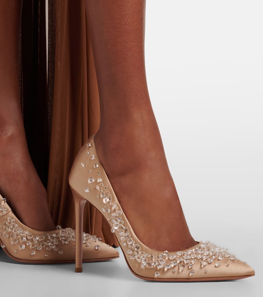 Constellation embellished satin pumps