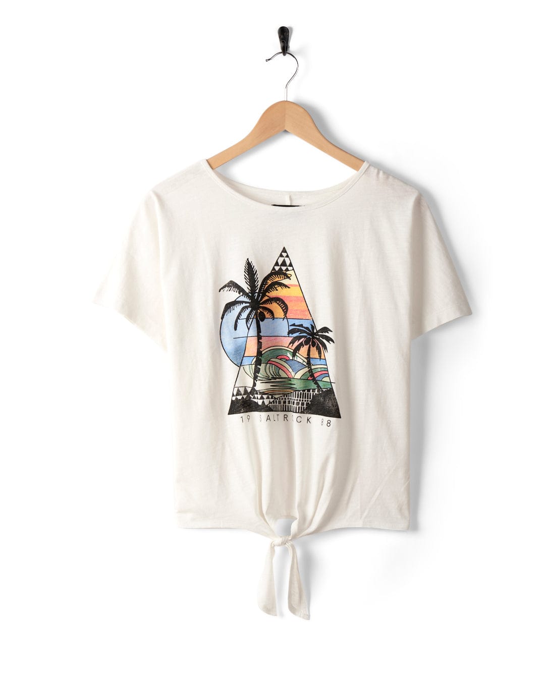 Saltrock Geo Beach Womens Tie Front T-Shirt in White