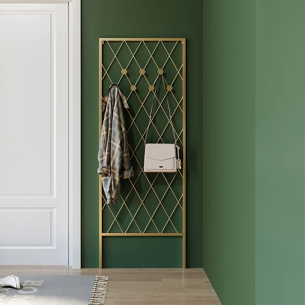 Hallway Wall Mounted Corner Coat Stand in Metal with Hooks