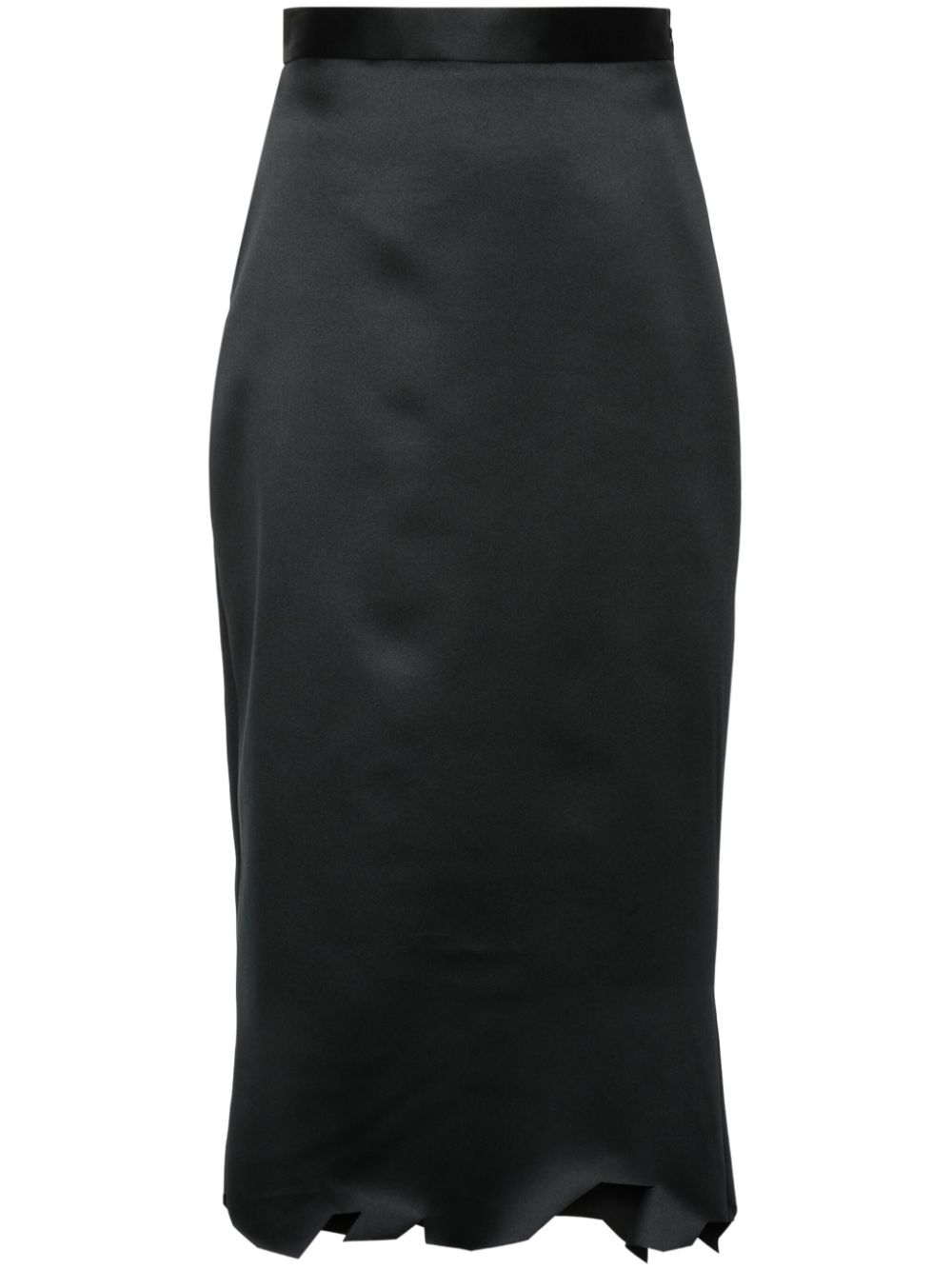 Asymmetric-hem midi skirt - Black