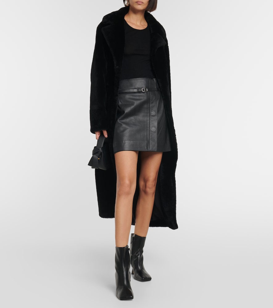 Wrap leather miniskirt
