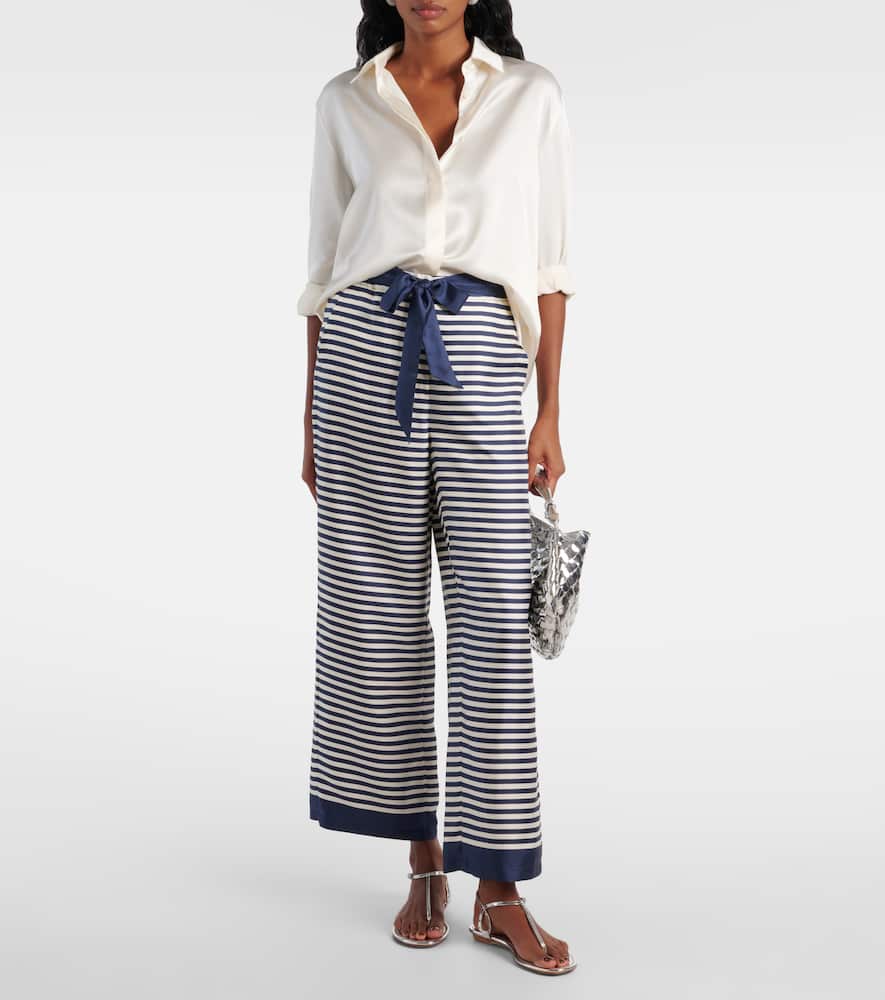 Nine striped silk wide-leg pants