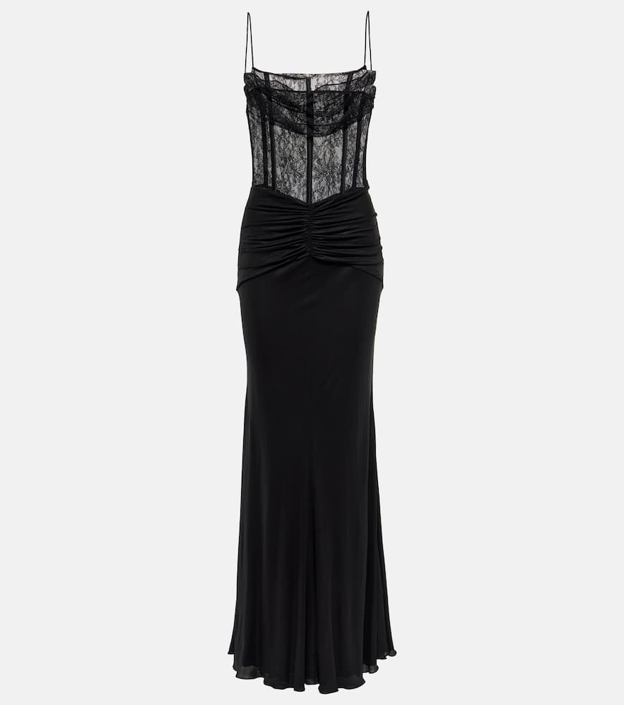 Laminated jersey maxi dress