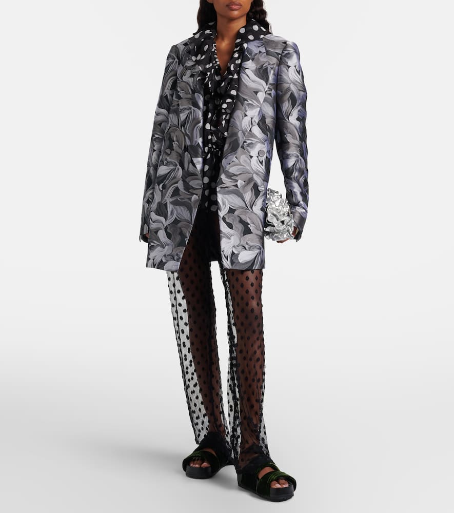 Polka-dot mesh slim pants