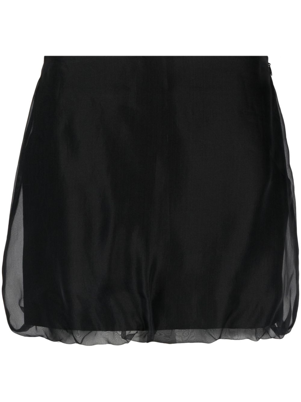 Satin-finish silk miniskirt - Black