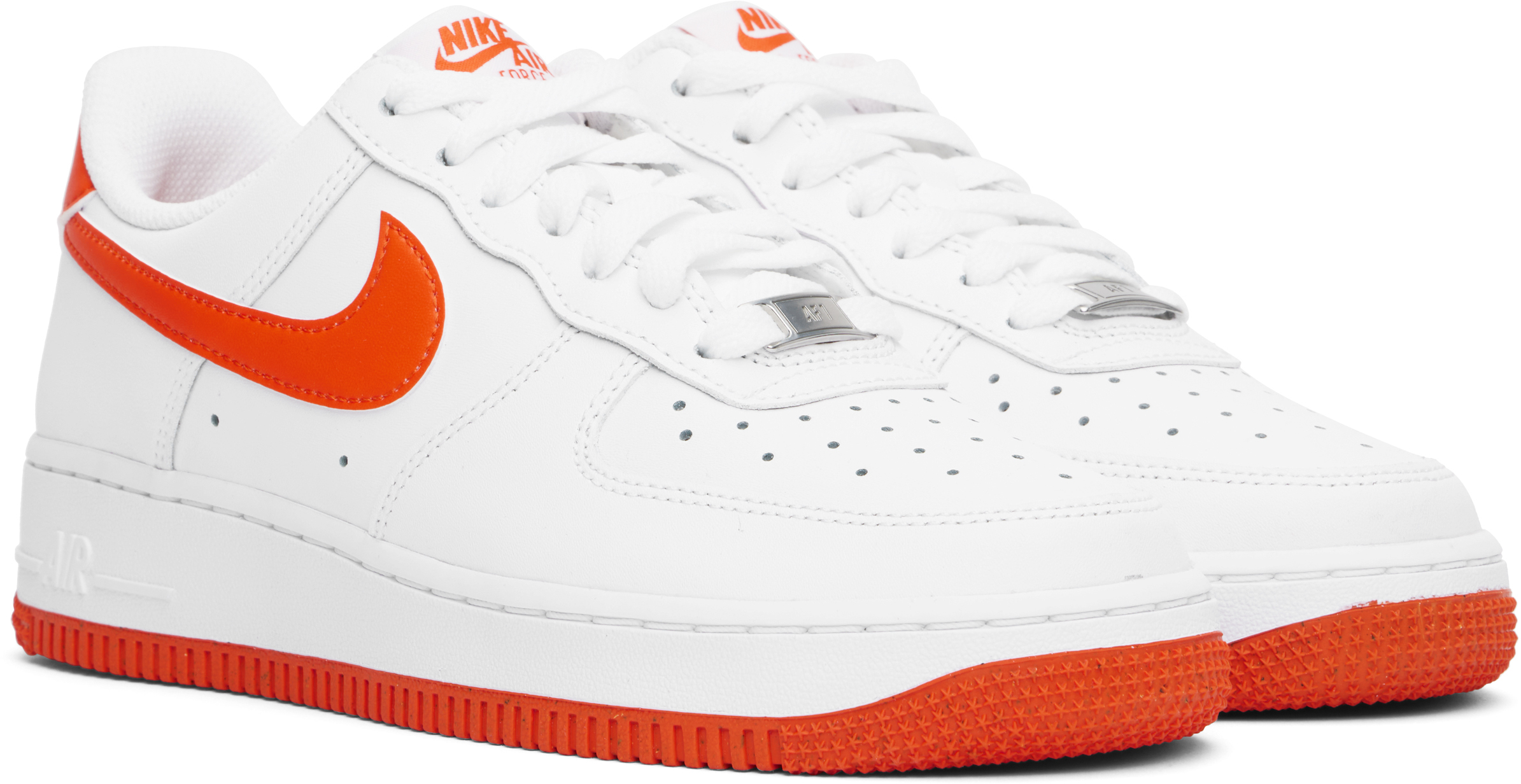 White & Orange Air Force 1 '07 Sneakers