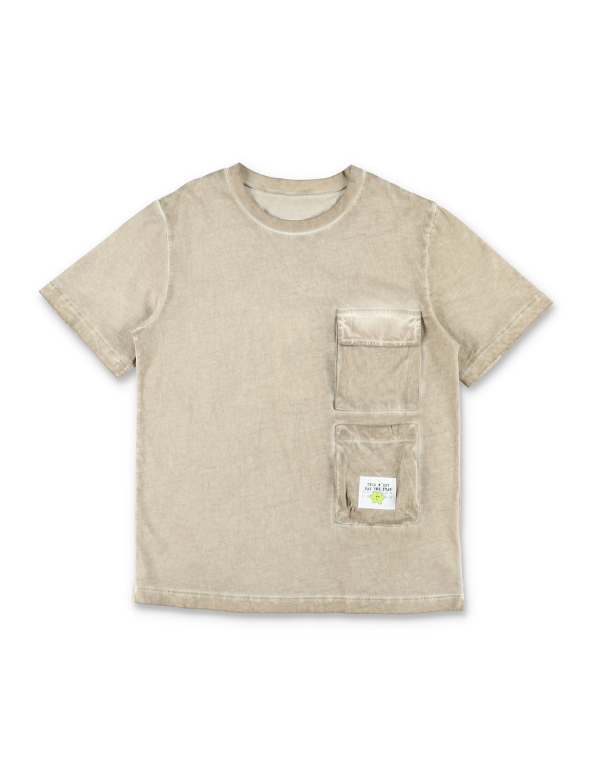 Girls Beige Cotton T-Shirt