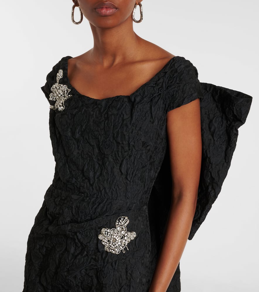 Embroidered cloque jacquard gown