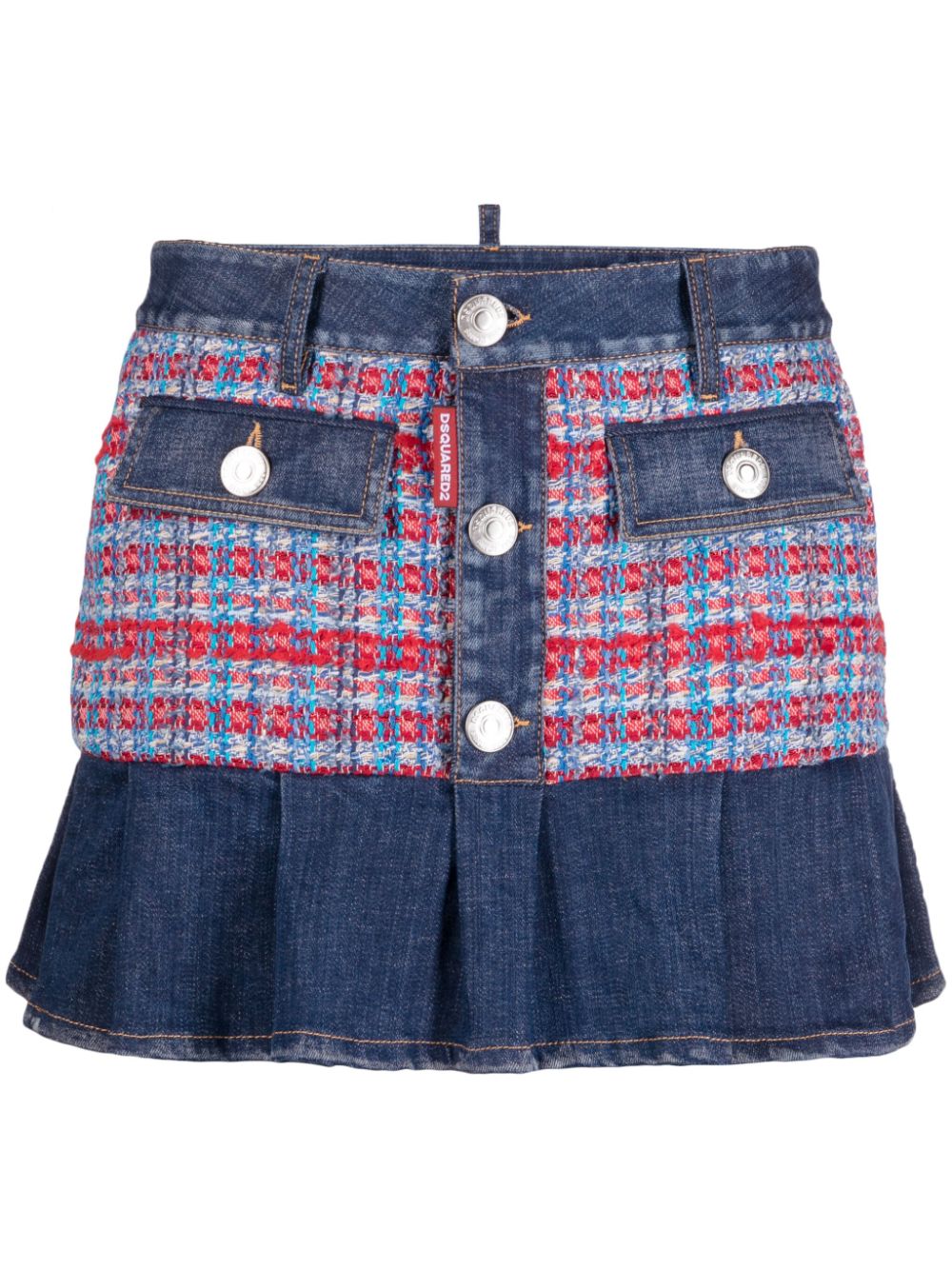 Low-rise denim miniskirt - Blue