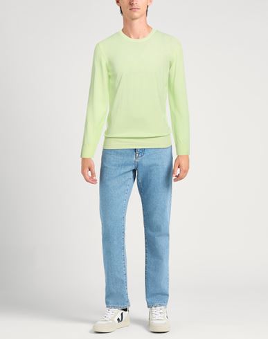 Man Sweater Lime green Size 38 Cotton