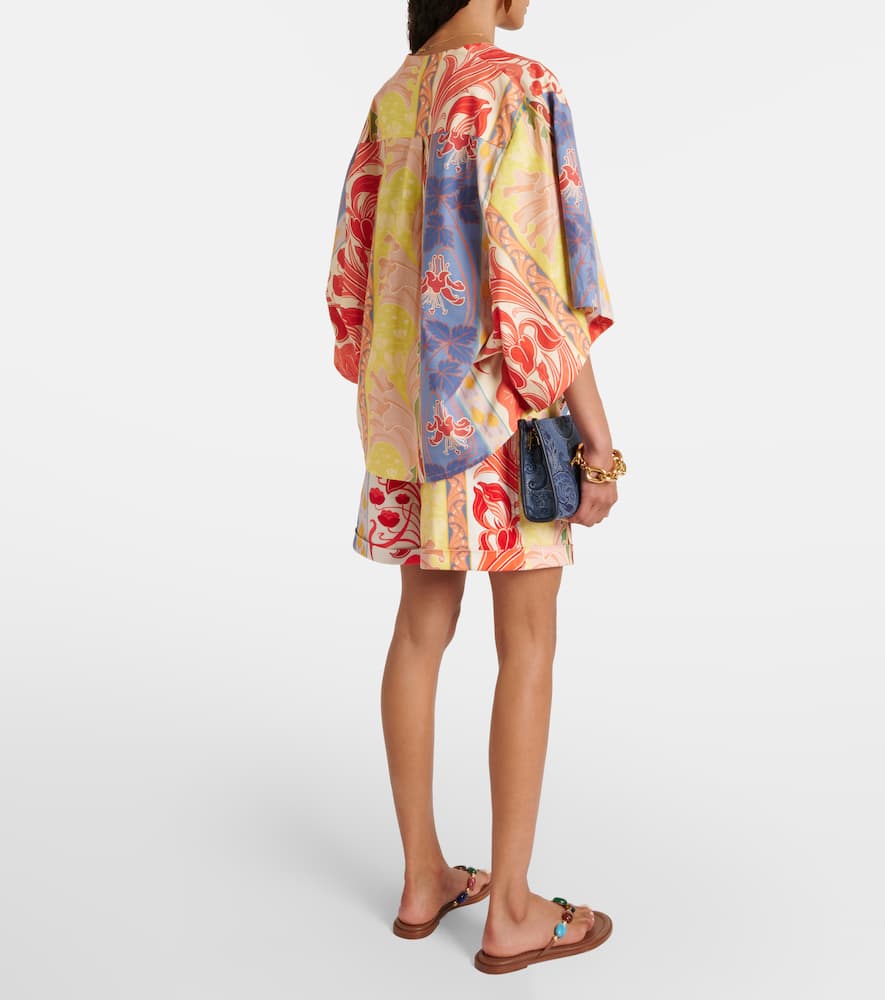 Printed oversized cotton-blend shirt