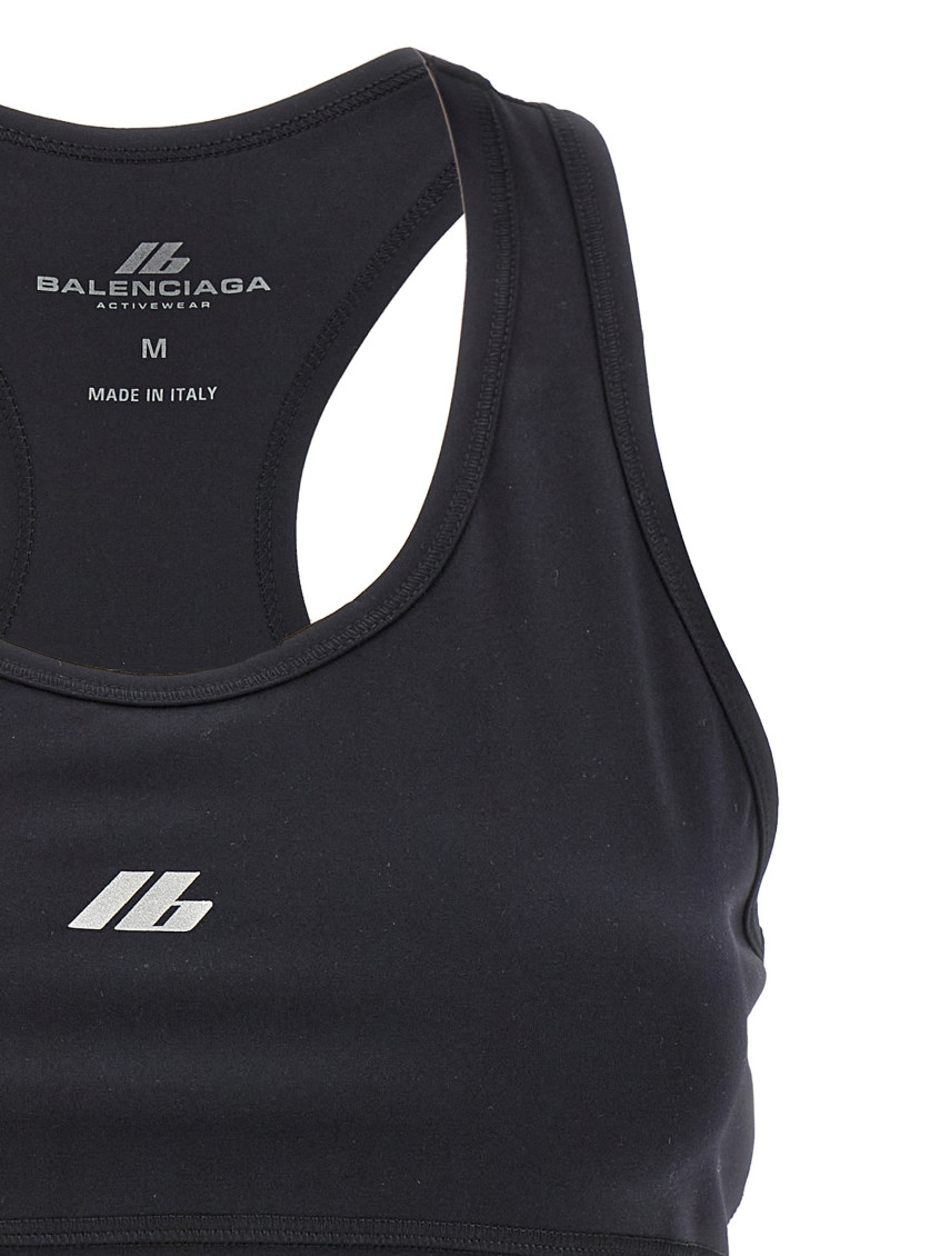 Black Stretch Nylon Crop-top