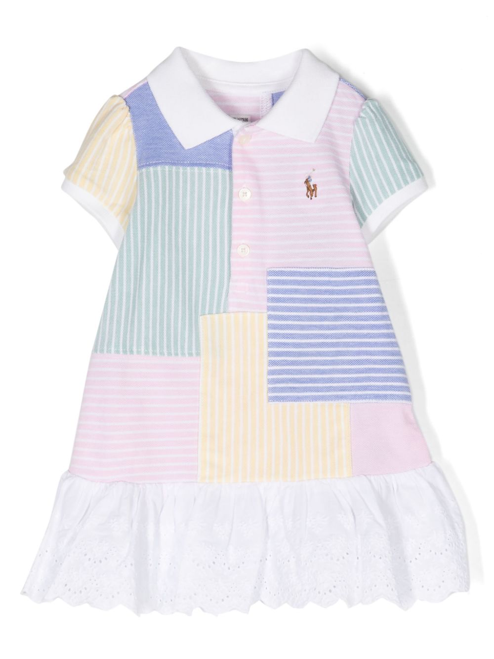 Striped piqué dress set - White