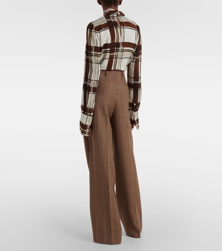 Checked wool wide-leg pants
