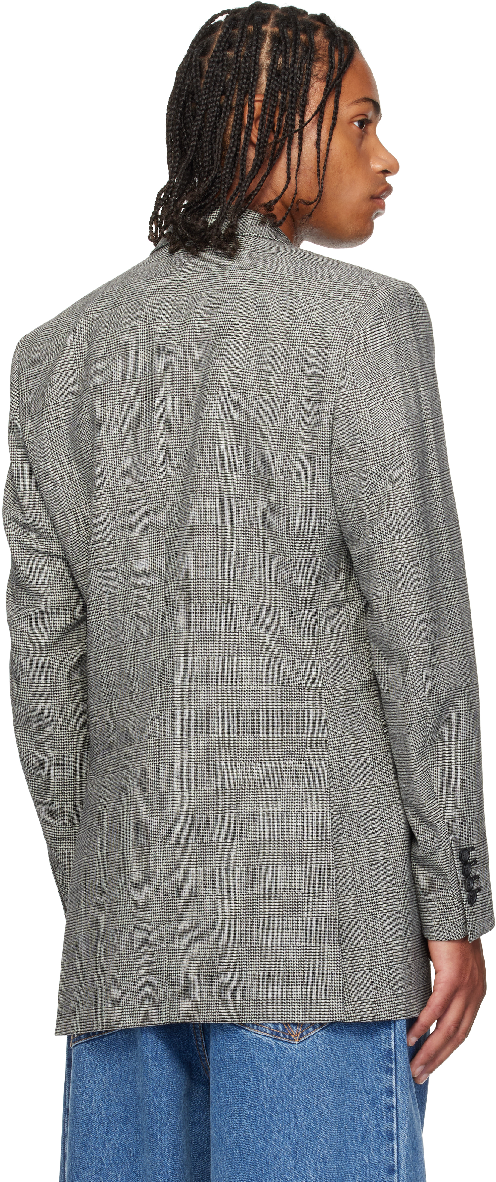Gray Fitted Zip Tailored Blazer