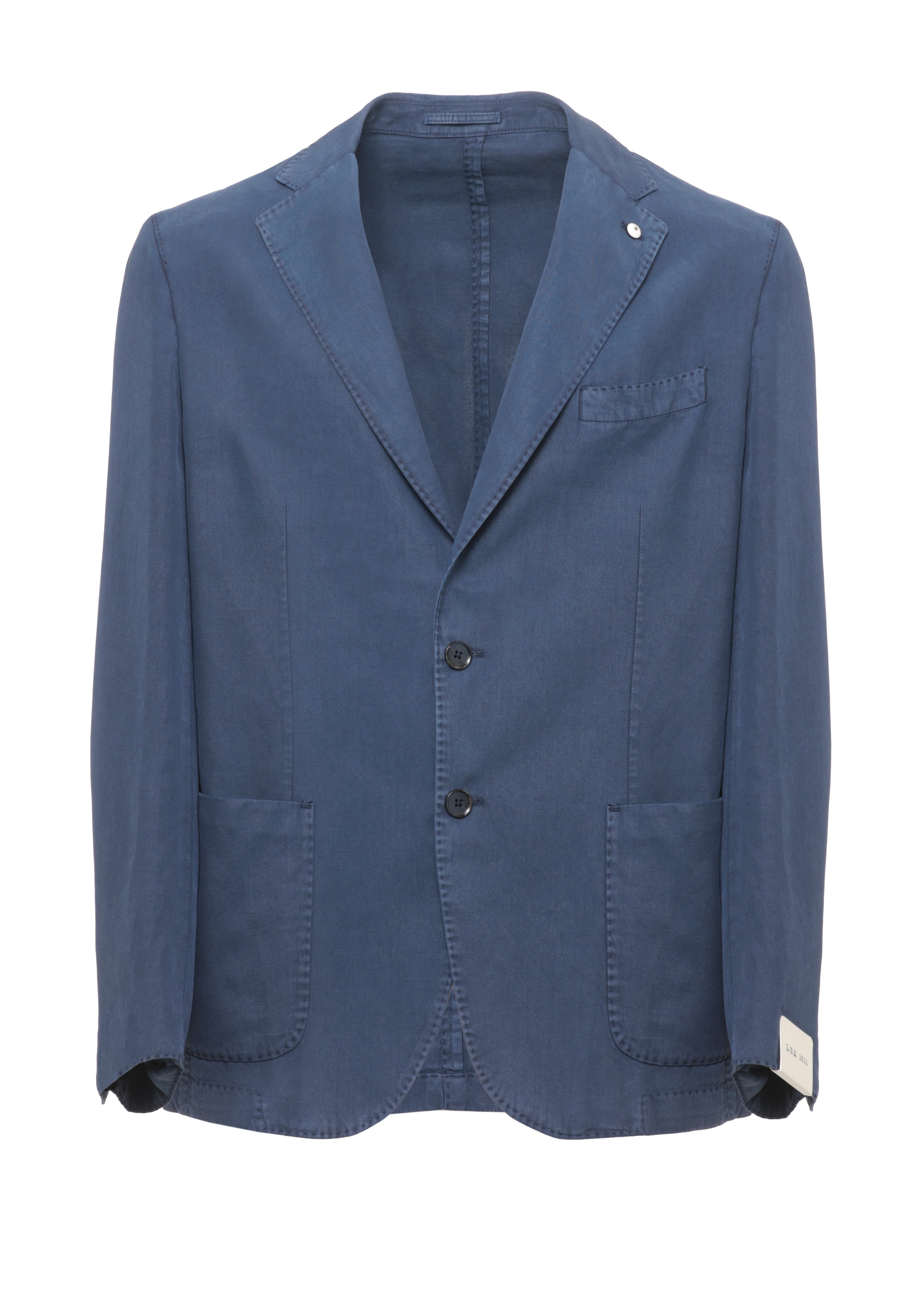 Blue Classic Lapel Linen-Blend Blazer
