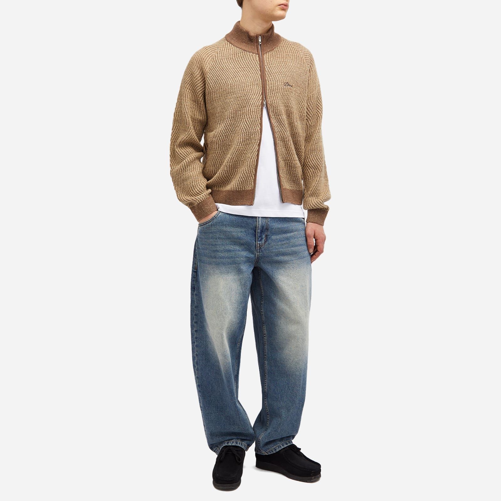 Men's Double Zip Knit in Camel