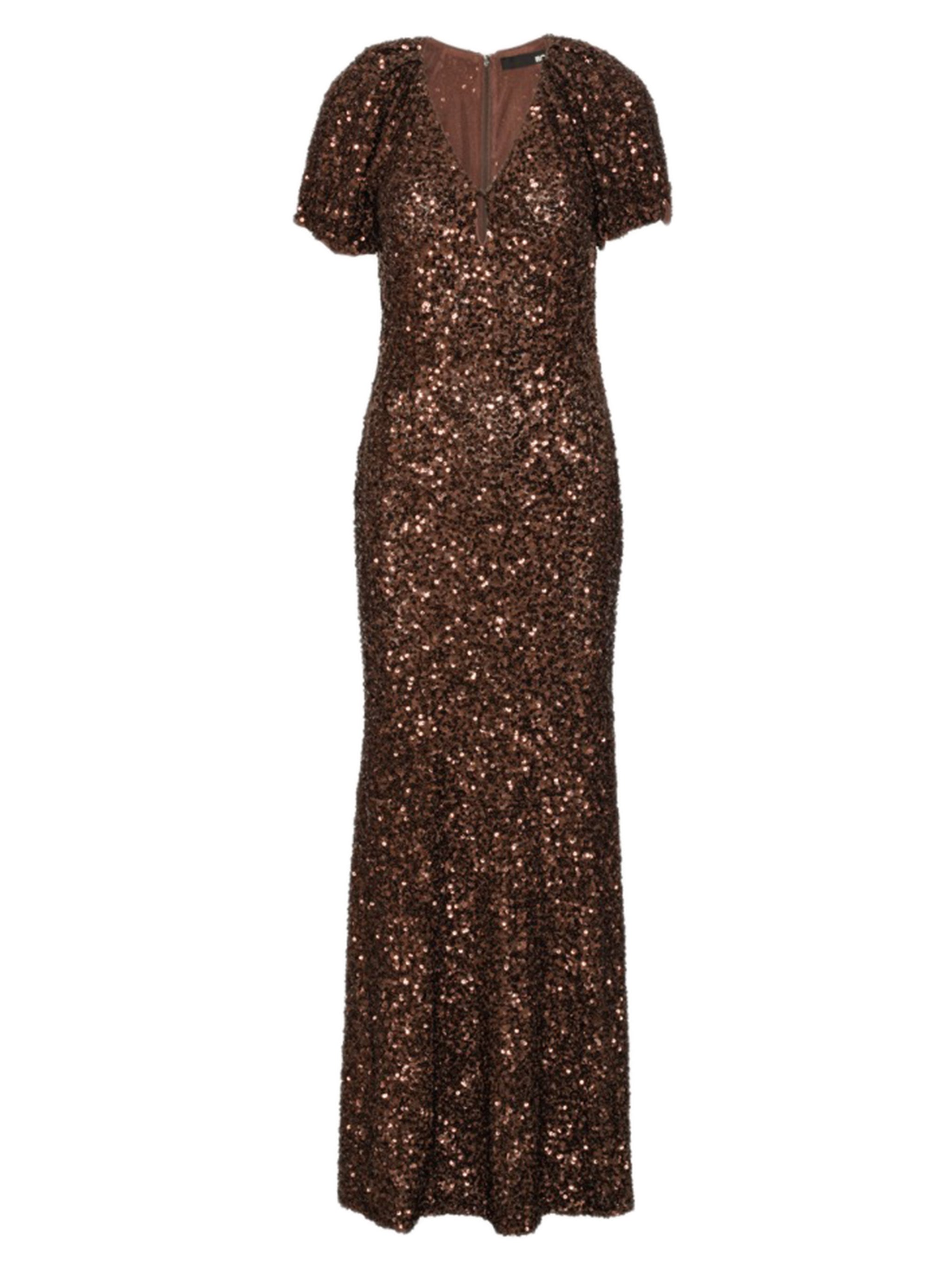 V-Neck Midi Dress with All-Over Sequins, Lined