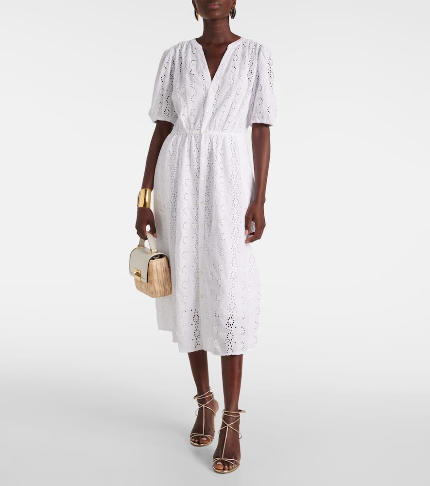 Broderie anglaise cotton midi dress