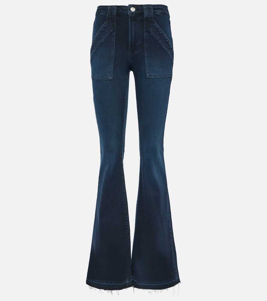 Trapunto high-rise flared jeans