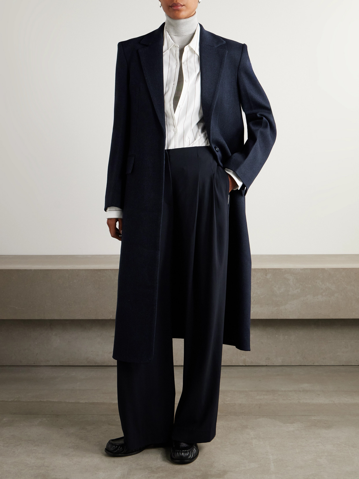 Mattie Wool-blend Twill Coat - Blue