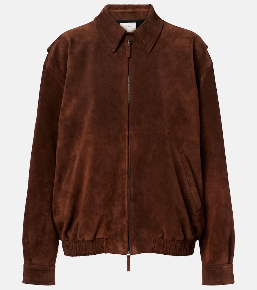 The Row Roana suede bomber jacket