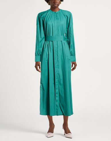 Woman Midi dress Green Size 12 Cotton, Elastane