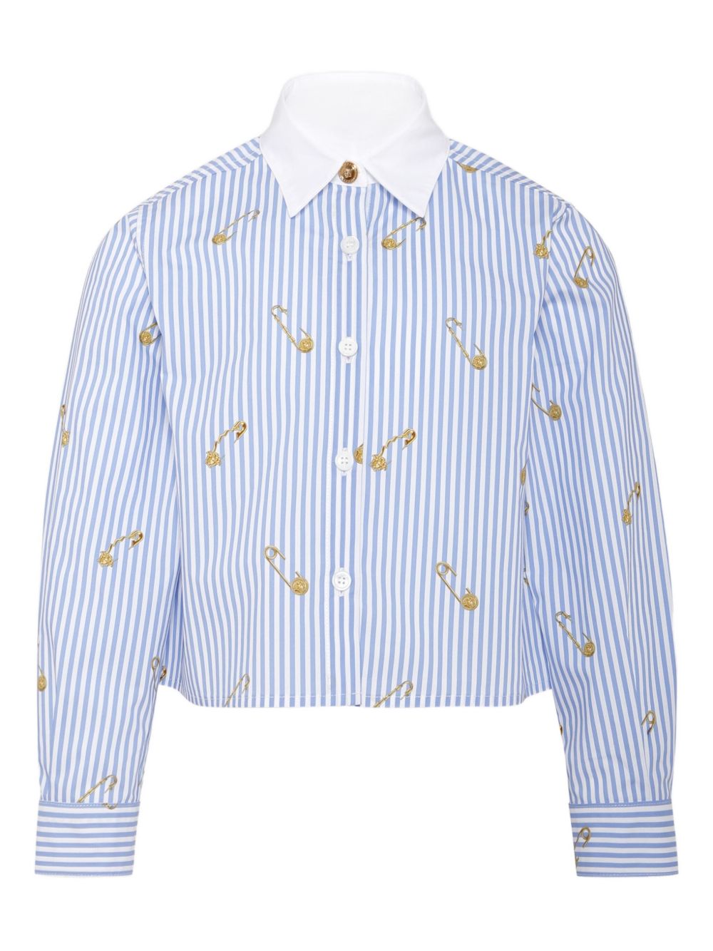 Medusa Safety Pin-print striped shirt - Blue