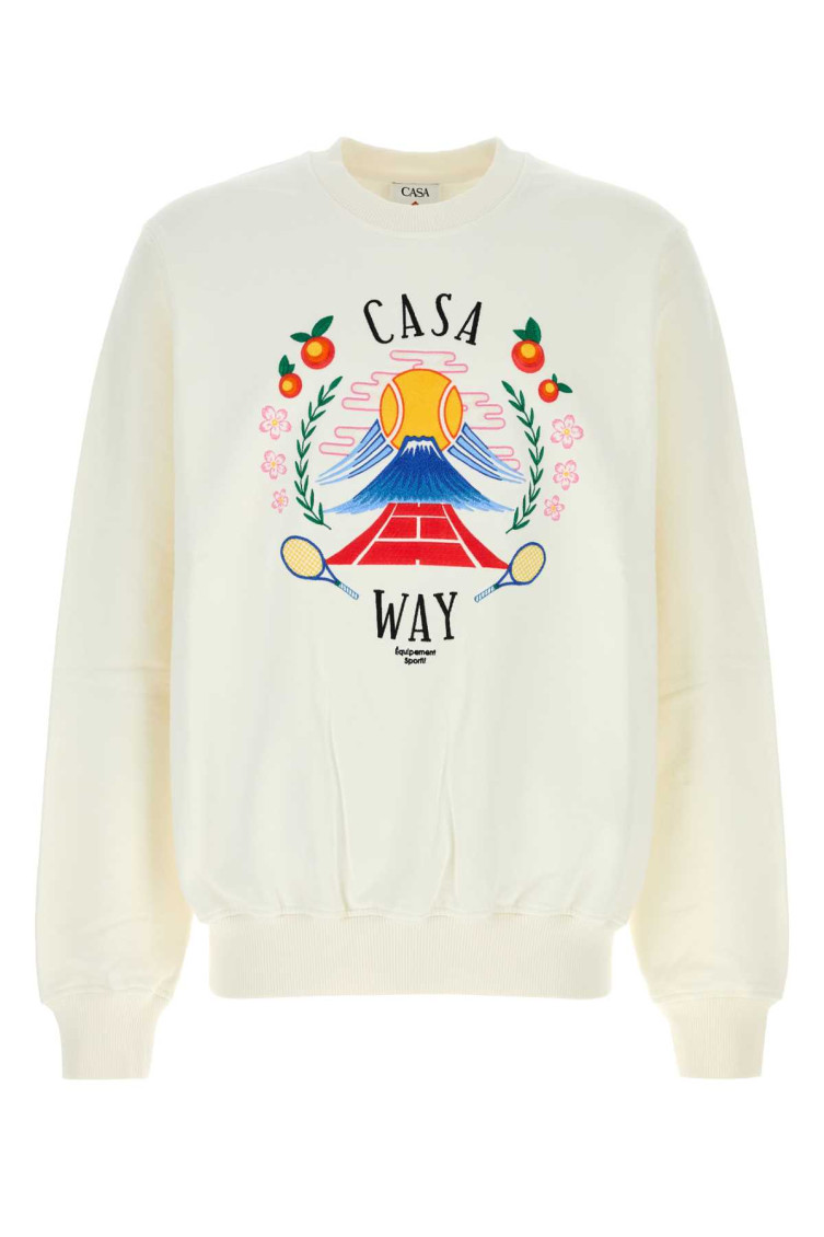 White Roundneck Printed Sweatshirt