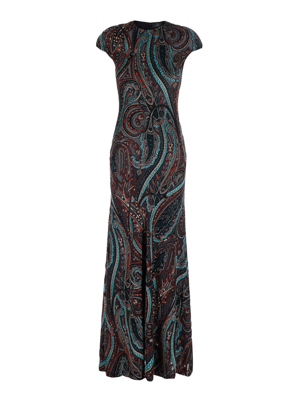 Paisley Chiffon Maxi Dress — Multicolor