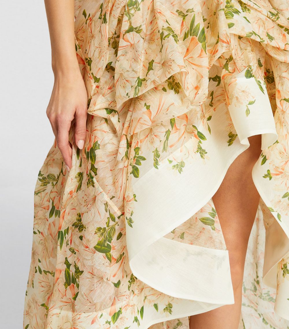 Silk-Linen Draped Midi Dress