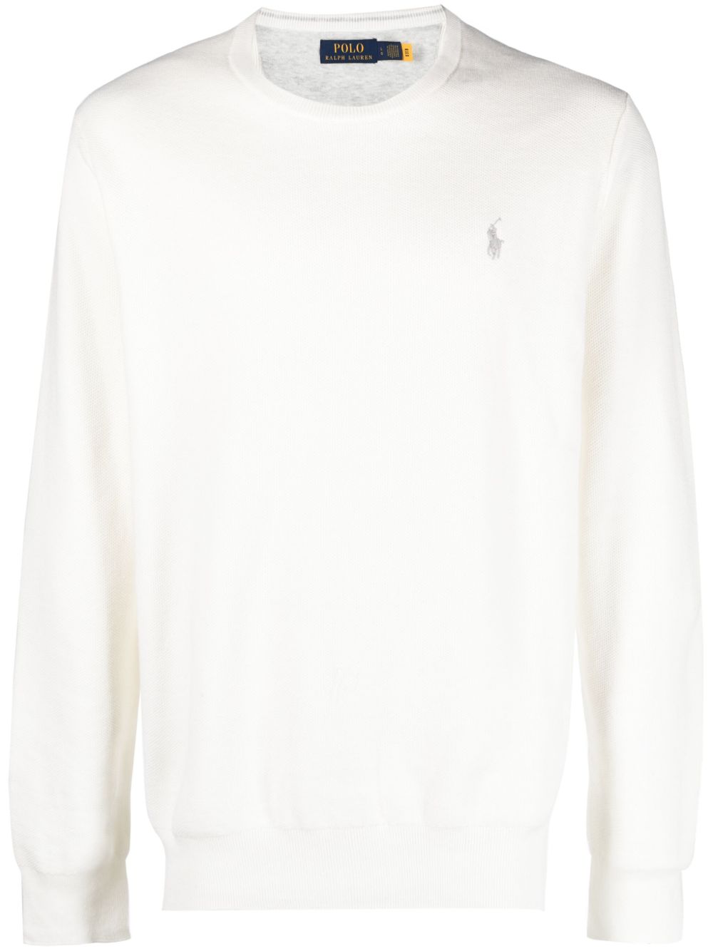 Honeycomb Knit Embroidered Logo Crew Neck Sweater for Men