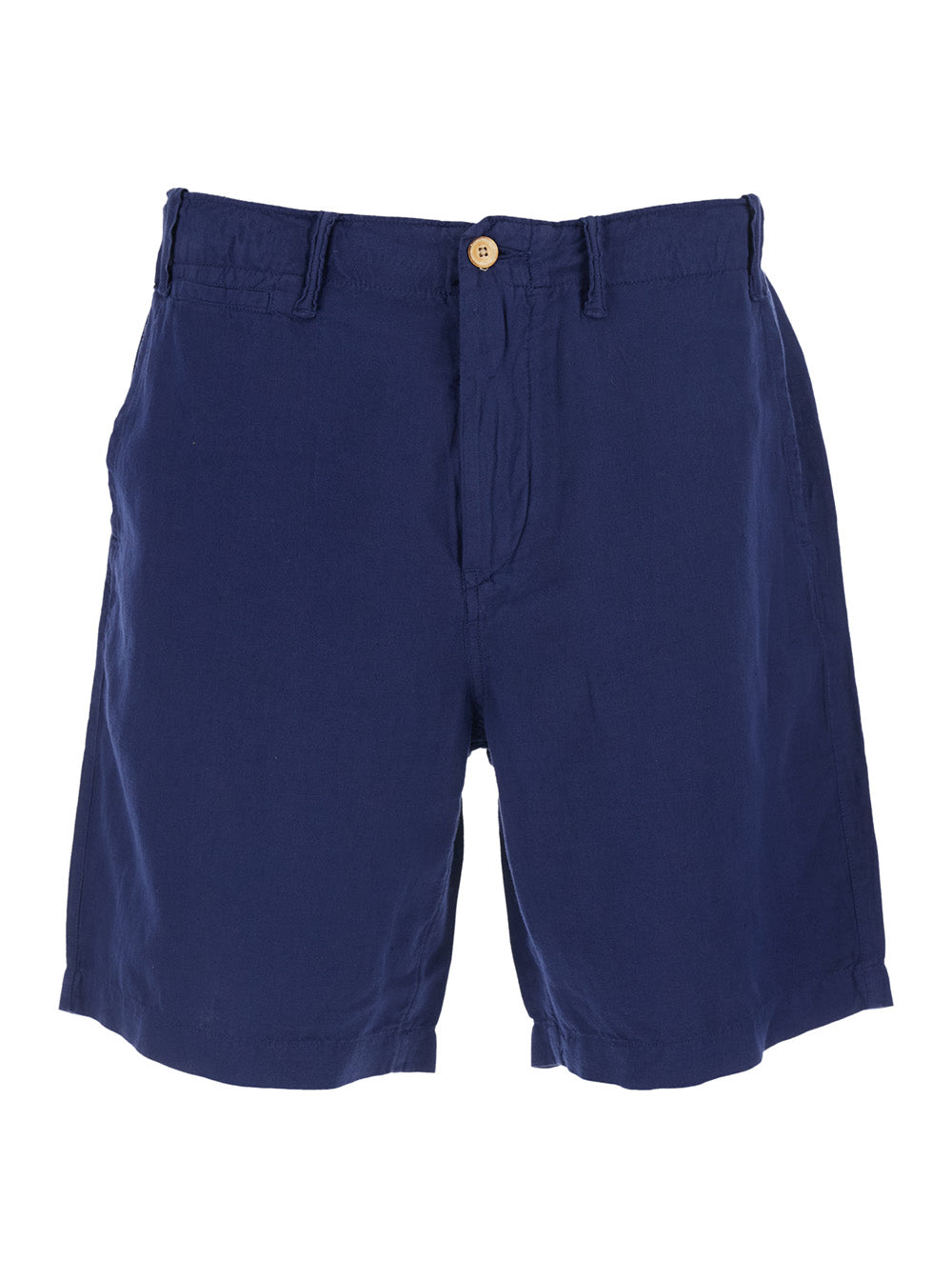 Linen-Cotton Blend Bermuda Shorts — Navy