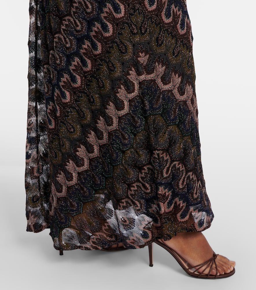 Chevron lamé maxi dress