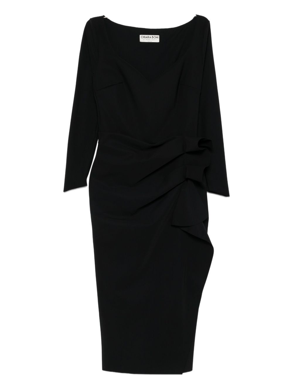 Ruffle-detail midi dress - Black