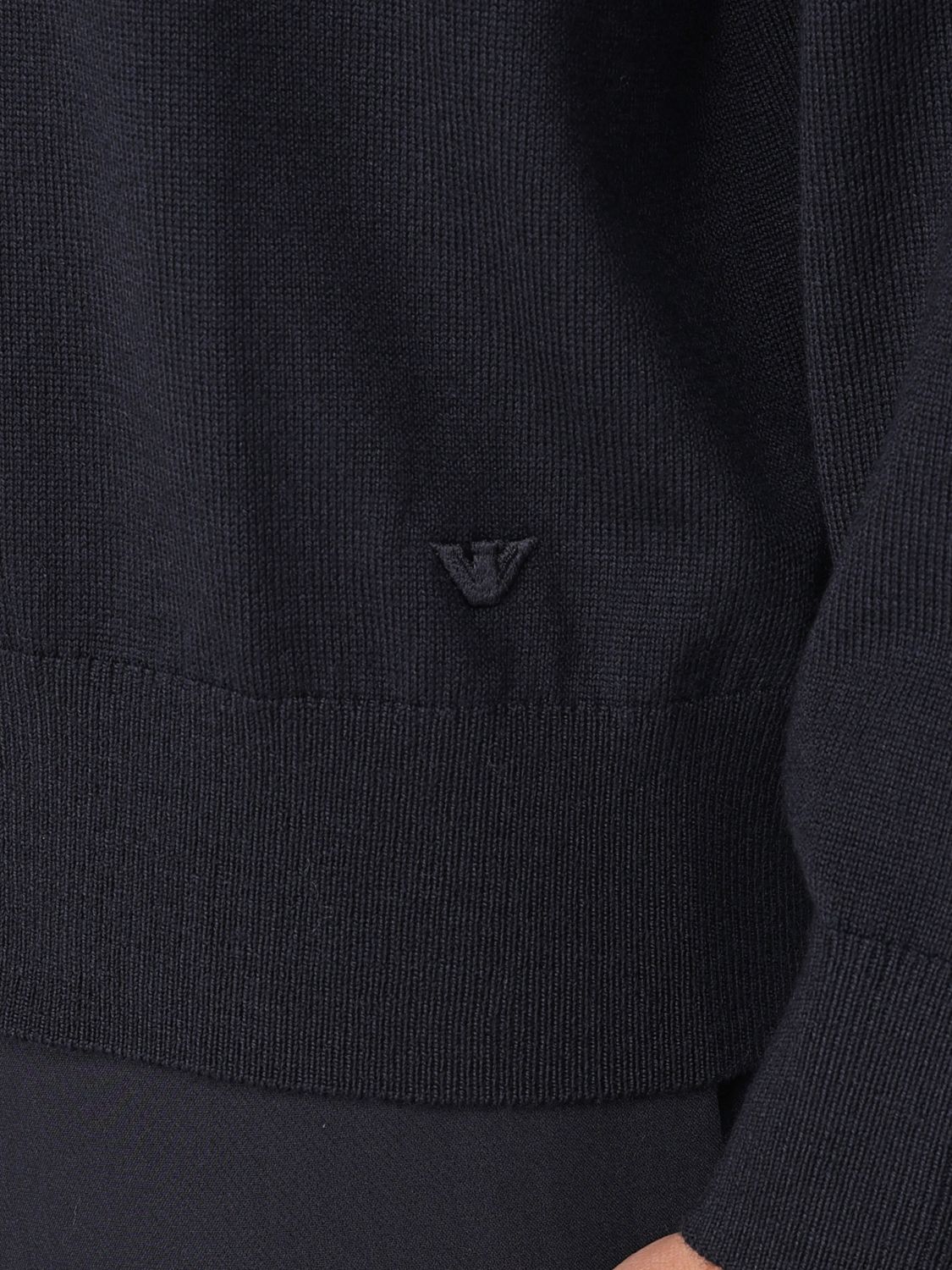 Colour-block virgin-wool jumper - Blue