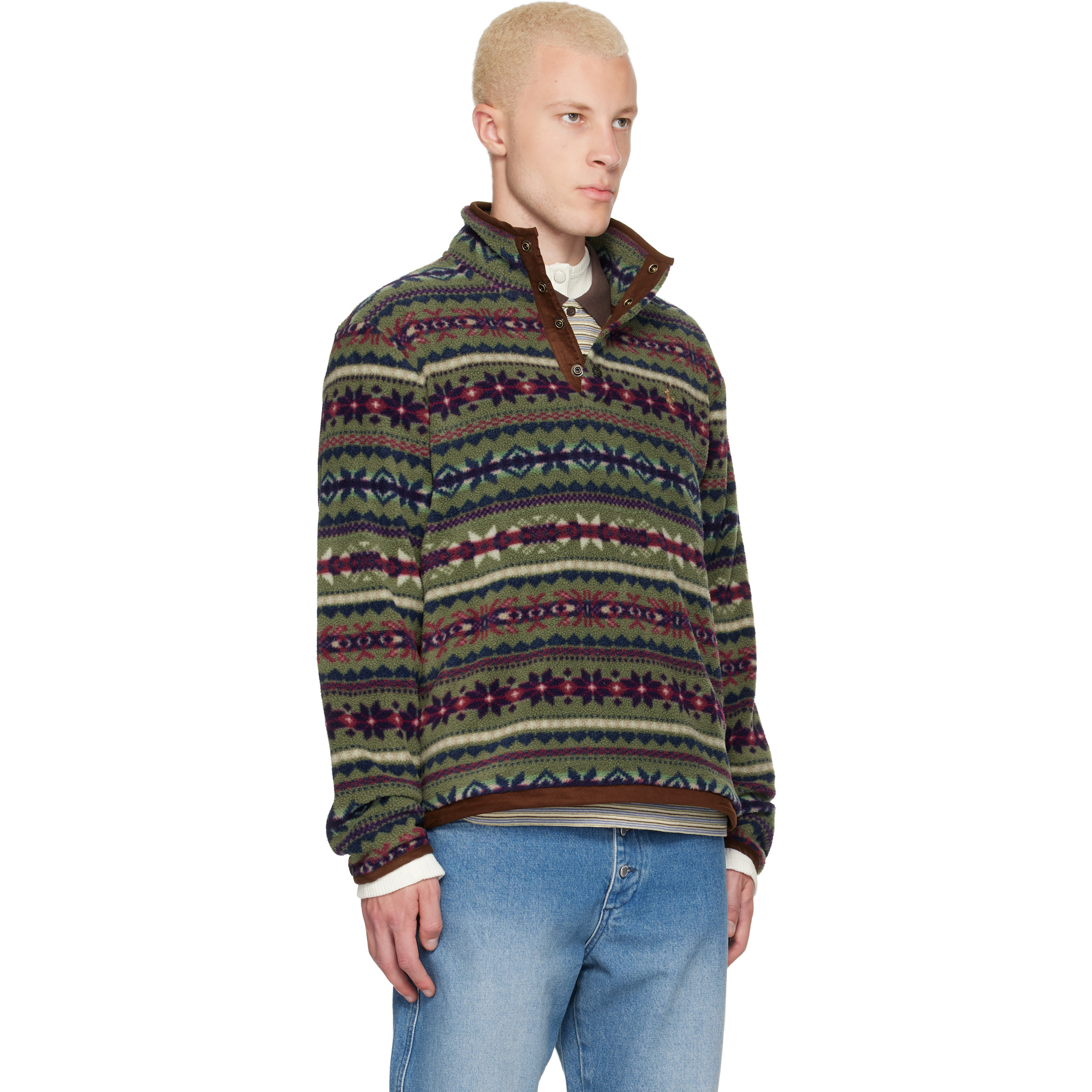 Green Patterned Fleece Sweater